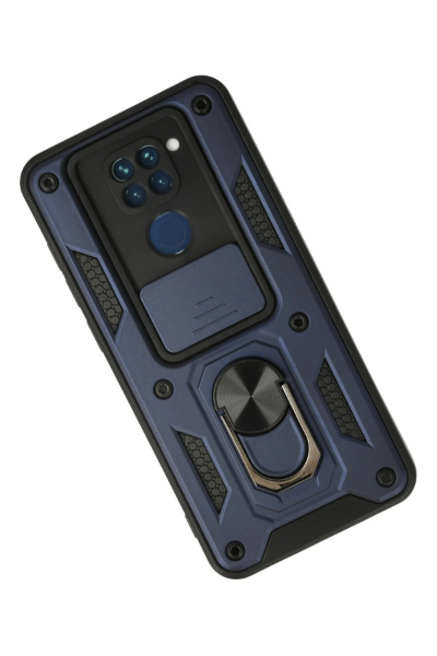 Newface Xiaomi Redmi Note 9 Kılıf Pars Lens Yüzüklü Silikon - Lacivert resmi