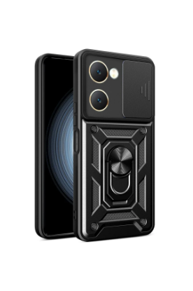 Newface Vivo Y18 Kılıf Pars Lens Yüzüklü Silikon - Siyah resmi