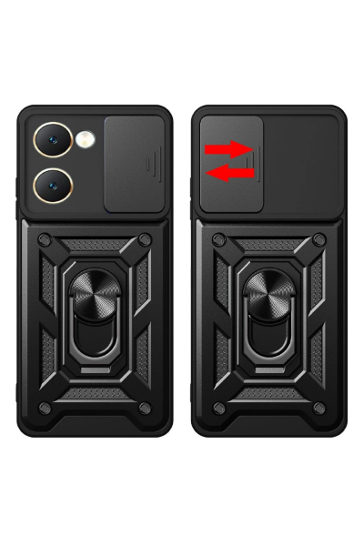 Newface Vivo Y18 Kılıf Pars Lens Yüzüklü Silikon - Lacivert resmi