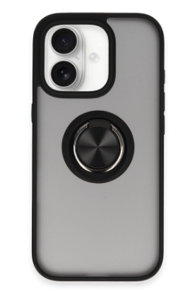 Newface iPhone 16 Kılıf Montreal Yüzüklü Silikon Kapak - Siyah resmi