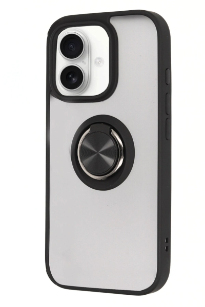 Newface iPhone 16 Kılıf Montreal Yüzüklü Silikon Kapak - Siyah resmi