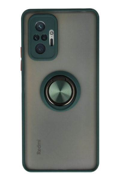 Newface Xiaomi Redmi Note 10 Pro Kılıf Montreal Yüzüklü Silikon Kapak - Yeşil resmi