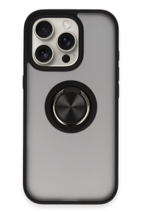 Newface iPhone 16 Pro Kılıf Montreal Yüzüklü Silikon Kapak - Siyah resmi