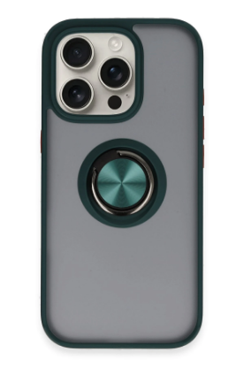 Newface iPhone 16 Pro Kılıf Montreal Yüzüklü Silikon Kapak - Yeşil resmi