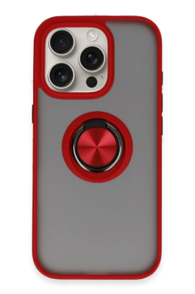 Newface iPhone 16 Pro Kılıf Montreal Yüzüklü Silikon Kapak - Kırmızı resmi