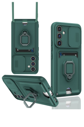 Newface Samsung Galaxy A36 Kılıf Zuma Kartvizitli Yüzüklü Silikon - Yeşil resmi