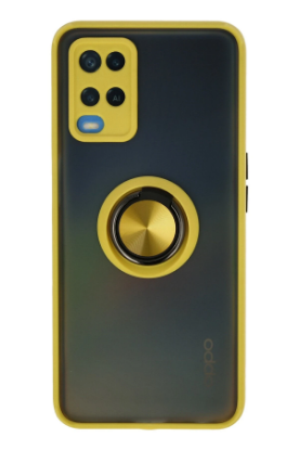 Newface Oppo A54 4G Kılıf Montreal Yüzüklü Silikon Kapak - Sarı resmi