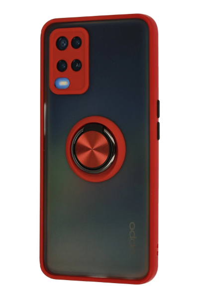 Newface Oppo A54 4G Kılıf Montreal Yüzüklü Silikon Kapak - Kırmızı resmi
