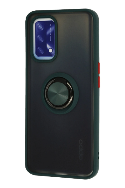 Newface Oppo A74 4G Kılıf Montreal Yüzüklü Silikon Kapak - Yeşil resmi