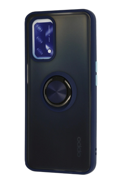 Newface Oppo A74 4G Kılıf Montreal Yüzüklü Silikon Kapak - Lacivert resmi