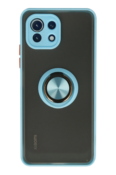 Newface Xiaomi Mİ 11 Lite Kılıf Montreal Yüzüklü Silikon Kapak - Buz Mavi resmi