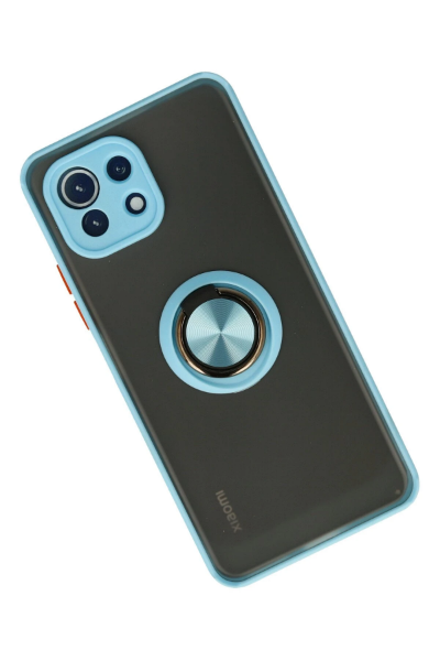 Newface Xiaomi Mİ 11 Lite Kılıf Montreal Yüzüklü Silikon Kapak - Buz Mavi resmi