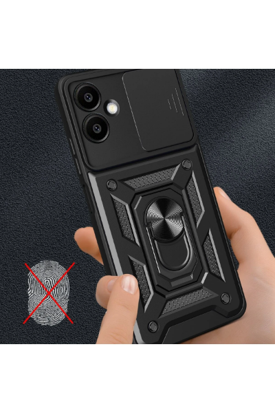 Newface Samsung Galaxy A06 Kılıf Pars Lens Yüzüklü Silikon - Yeşil resmi