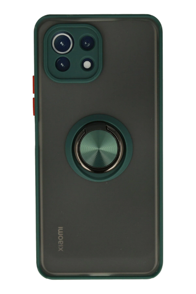 Newface Xiaomi Mİ 11 Lite Kılıf Montreal Yüzüklü Silikon Kapak - Yeşil resmi