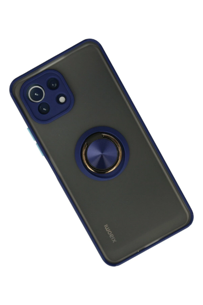 Newface Xiaomi Mİ 11 Lite Kılıf Montreal Yüzüklü Silikon Kapak - Lacivert resmi