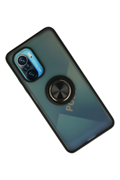 Newface Xiaomi Redmi K40 Kılıf Montreal Yüzüklü Silikon Kapak - Siyah resmi