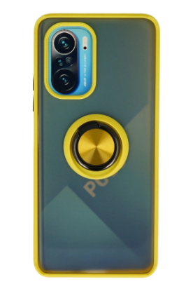Newface Xiaomi Redmi K40 Kılıf Montreal Yüzüklü Silikon Kapak - Sarı resmi