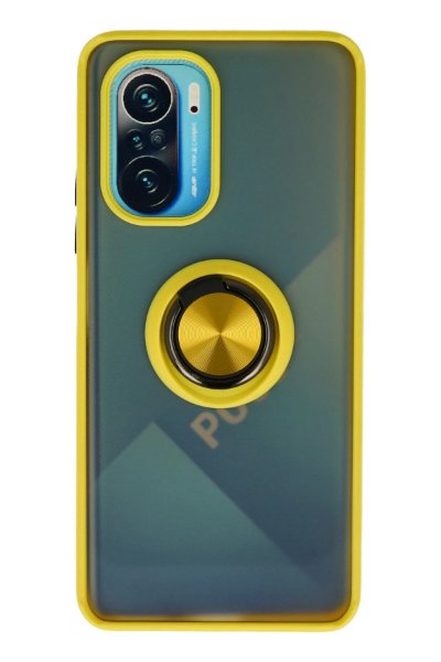 Newface Xiaomi Redmi K40 Kılıf Montreal Yüzüklü Silikon Kapak - Sarı resmi