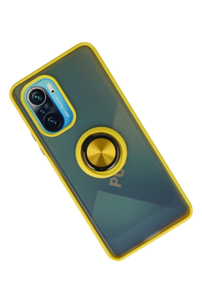Newface Xiaomi Redmi K40 Kılıf Montreal Yüzüklü Silikon Kapak - Sarı resmi
