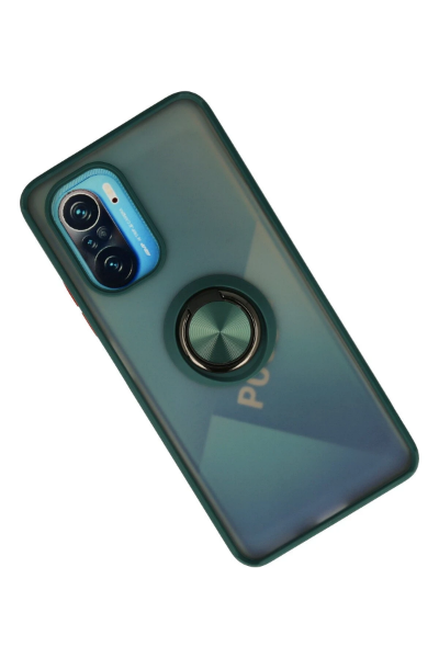 Newface Xiaomi Redmi K40 Kılıf Montreal Yüzüklü Silikon Kapak - Yeşil resmi