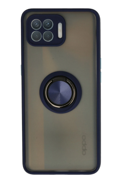 Newface Oppo Reno 4 Lite Kılıf Montreal Yüzüklü Silikon Kapak - Lacivert resmi