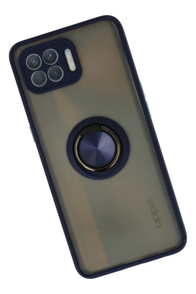 Newface Oppo Reno 4 Lite Kılıf Montreal Yüzüklü Silikon Kapak - Lacivert resmi