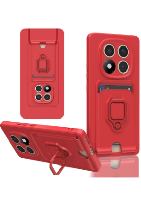 Newface Xiaomi Redmi Note 14 Pro Plus Kılıf Zuma Kartvizitli Yüzüklü Silikon - Kırmızı resmi
