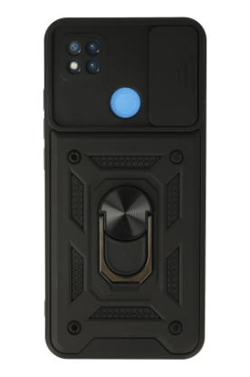 Newface Xiaomi Redmi 9C Kılıf Pars Lens Yüzüklü Silikon - Siyah resmi