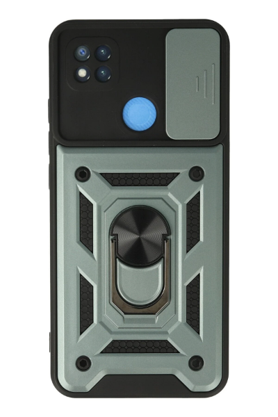 Newface Xiaomi Redmi 9C Kılıf Pars Lens Yüzüklü Silikon - Yeşil resmi