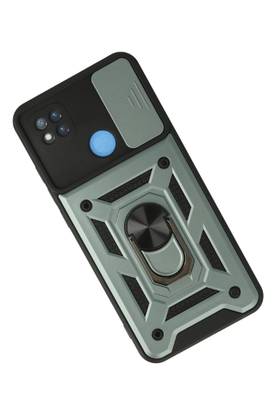 Newface Xiaomi Redmi 9C Kılıf Pars Lens Yüzüklü Silikon - Yeşil resmi