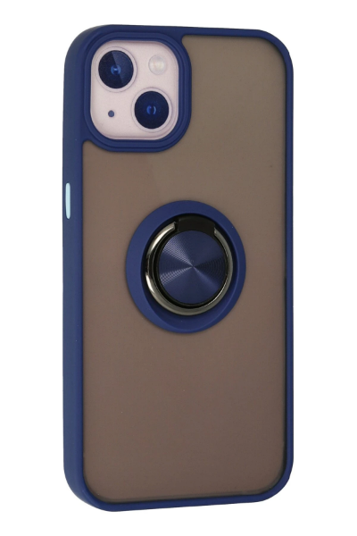 Newface iPhone 13 Kılıf Montreal Yüzüklü Silikon Kapak - Lacivert resmi