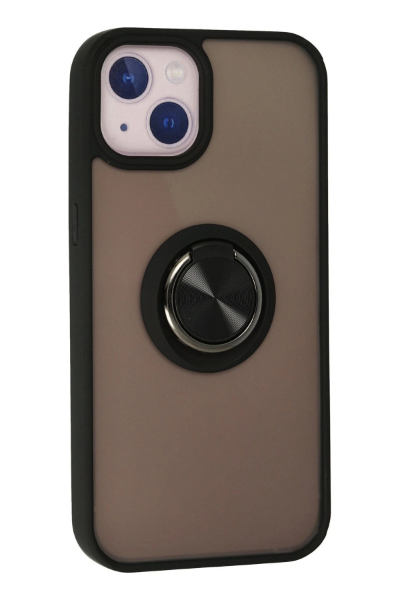 Newface iPhone 13 Mini Kılıf Montreal Yüzüklü Silikon Kapak - Siyah resmi