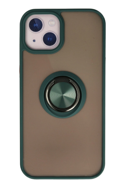 Newface iPhone 13 Mini Kılıf Montreal Yüzüklü Silikon Kapak - Yeşil resmi