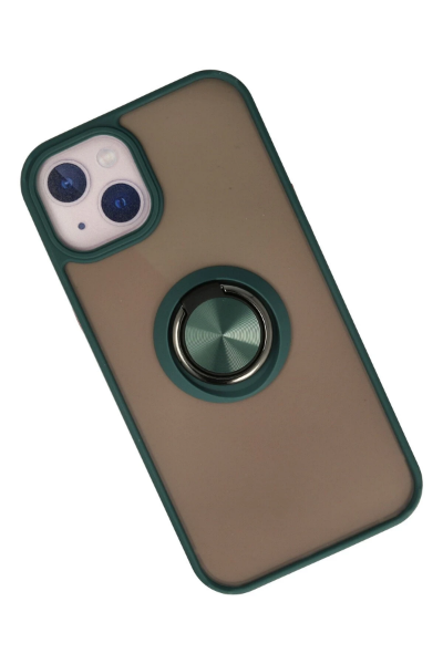 Newface iPhone 13 Mini Kılıf Montreal Yüzüklü Silikon Kapak - Yeşil resmi