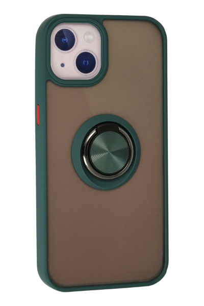 Newface iPhone 13 Mini Kılıf Montreal Yüzüklü Silikon Kapak - Yeşil resmi