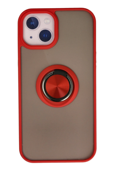 Newface iPhone 13 Mini Kılıf Montreal Yüzüklü Silikon Kapak - Kırmızı resmi