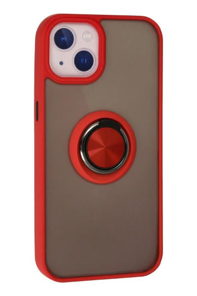 Newface iPhone 13 Mini Kılıf Montreal Yüzüklü Silikon Kapak - Kırmızı resmi