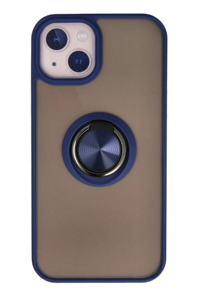 Newface iPhone 13 Mini Kılıf Montreal Yüzüklü Silikon Kapak - Lacivert resmi
