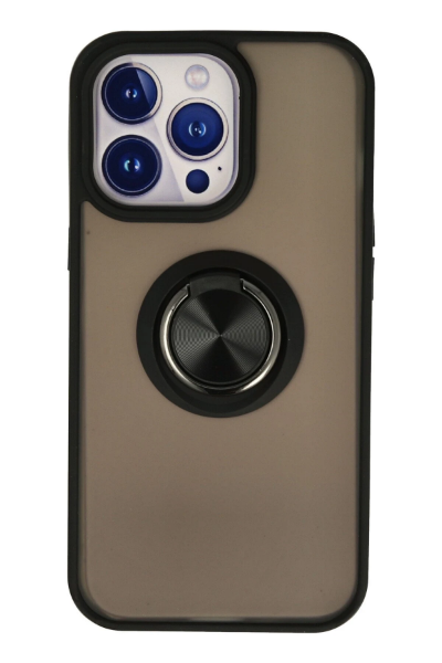 Newface iPhone 13 Pro Max Kılıf Montreal Yüzüklü Silikon Kapak - Siyah resmi