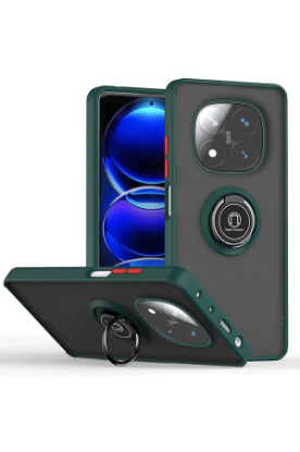 Newface Xiaomi Redmi Note 14 Pro Plus Kılıf Montreal Yüzüklü Silikon Kapak - Yeşil resmi