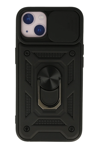 Newface iPhone 13 Kılıf Pars Lens Yüzüklü Silikon - Siyah resmi
