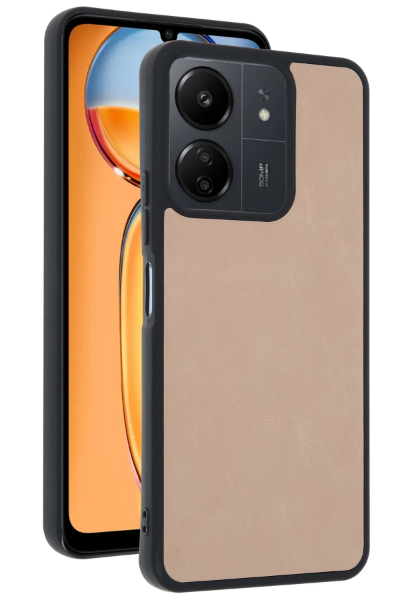 Newface Xiaomi Redmi 13C Kılıf Aras Deri Kapak - Pudra resmi