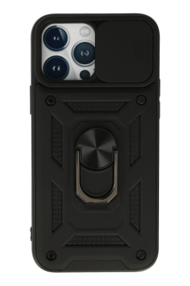 Newface iPhone 13 Pro Kılıf Pars Lens Yüzüklü Silikon - Siyah resmi