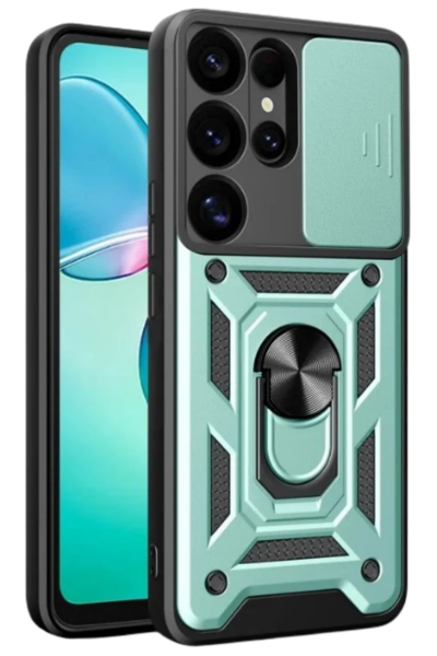 Newface Samsung Galaxy S25 Ultra Kılıf Pars Lens Yüzüklü Silikon - Yeşil resmi