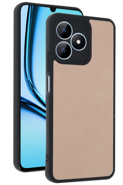 Newface Realme Note 50 4G Kılıf Aras Deri Kapak - Pudra resmi