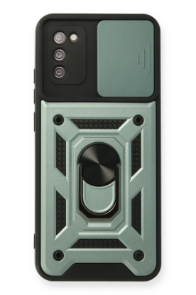 Newface Samsung Galaxy A03S Kılıf Pars Lens Yüzüklü Silikon - Yeşil resmi