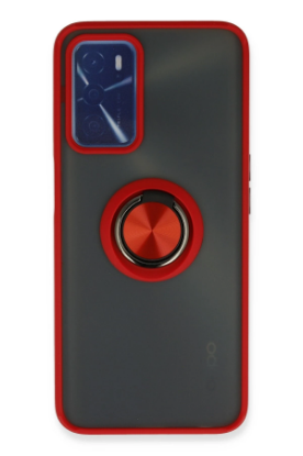 Newface Oppo A16 Kılıf Montreal Yüzüklü Silikon Kapak - Kırmızı resmi