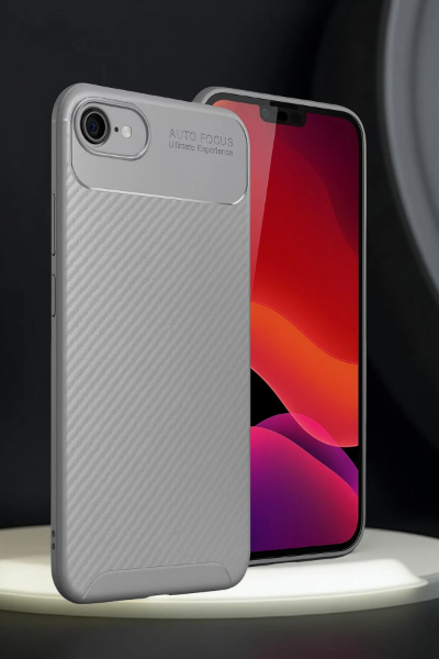 Newface iPhone 16E Kılıf Auto Focus Karbon Kapak - Gri resmi
