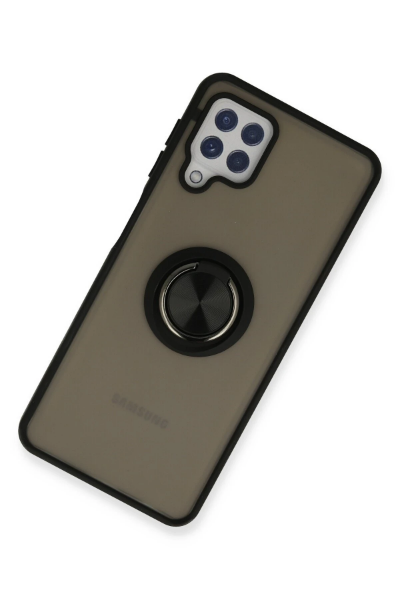 Newface Samsung Galaxy A22 Kılıf Montreal Yüzüklü Silikon Kapak - Siyah resmi