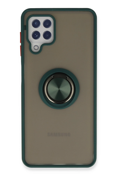 Newface Samsung Galaxy A22 Kılıf Montreal Yüzüklü Silikon Kapak - Yeşil resmi